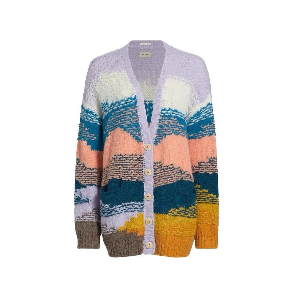 MOTHER The Long Drop Button-Front Alpaca Blend Cardigan Mountain High Multi L